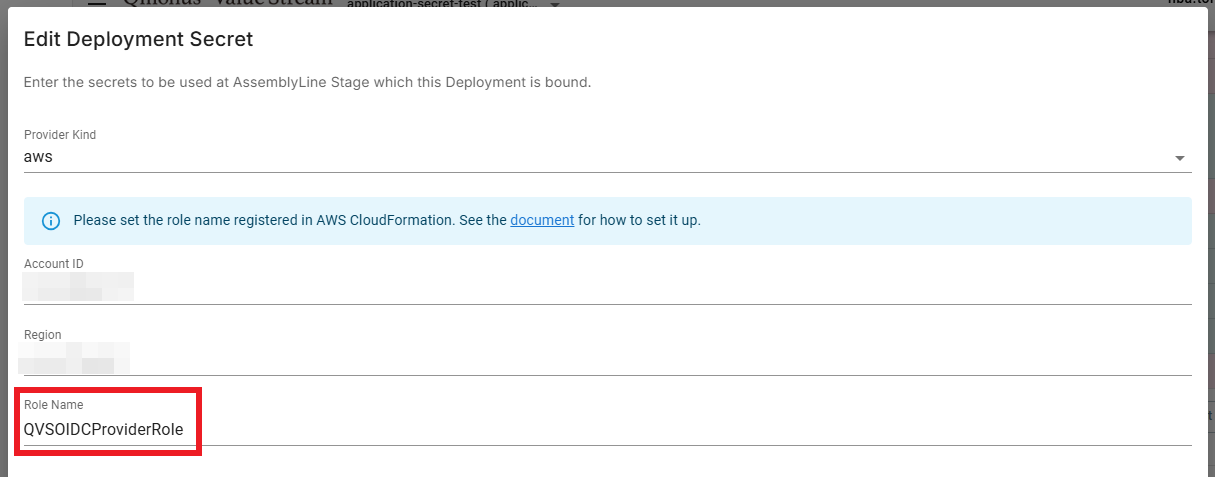 Deployment Secret の Role Name